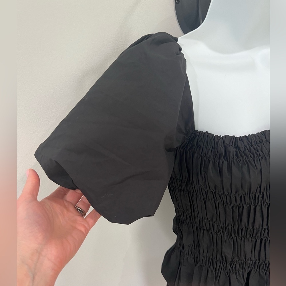 NWT ASTR The Label Savina Puff Bubble Sleeve Square Neck Smocked Peplum Top S - Picture 5 of 12